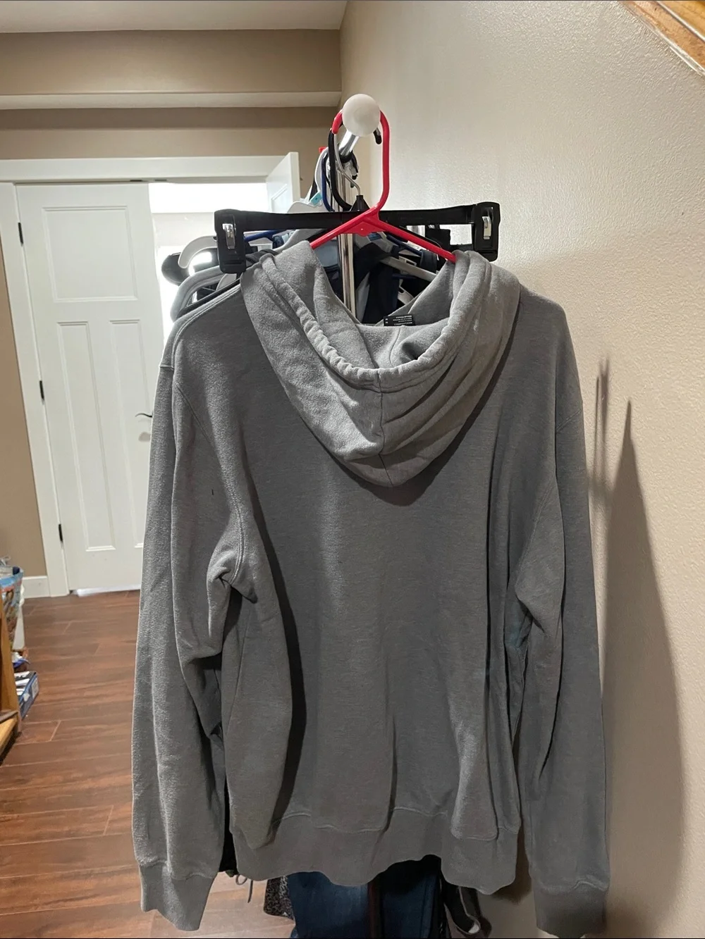 The North Face Gray Hoodie with Dark Teal Bear Graphic